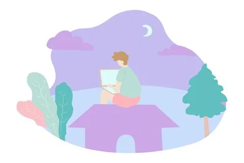 A man work from home Stock Illustration