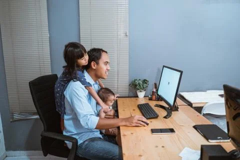 Man work from home Stock Photos