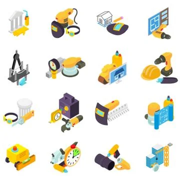Man work icons set, isometric style Stock Illustration