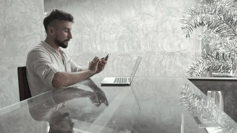 A man work at laptop Stock Footage 130162971