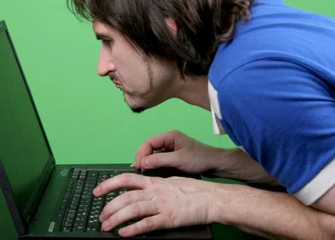 Man work with laptop Stock Photos