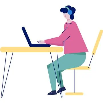 Man work on laptop vector freelance job icon 库存插图