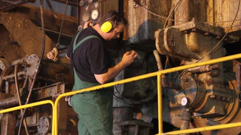 Man at Work. Paper manufacturing Stock Footage 34096071