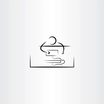 Man work on pc computer icon vector Illustrazione stock