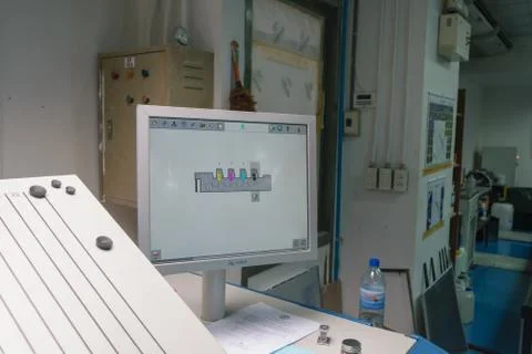 Man work in printery Stock Photos