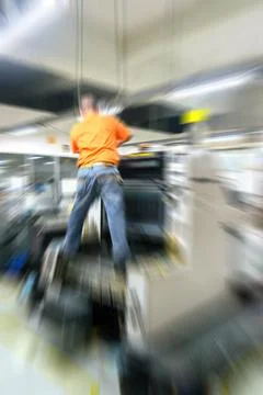 Man work in printery Stock Photos
