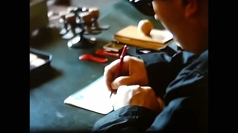 Man at work at the registry office year 1960s 動画素材 196155162