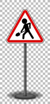 Man at work sign with stand isolated on transparent background Stock Illustration