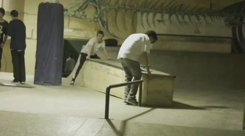 Man work in skatepark Stock Footage 60065234