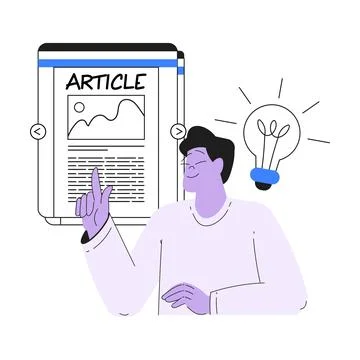 Man Work with Text Editing and Writing Article Vector Illustration Stock Illustration