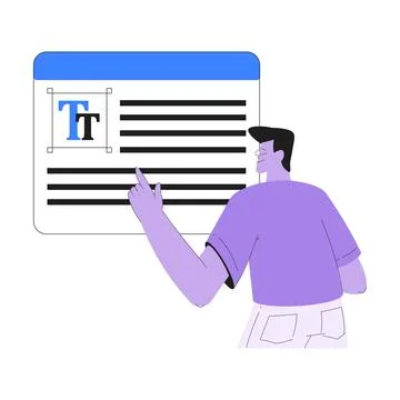 Man Work with Text Editing and Writing Article Vector Illustration Stock Illustration