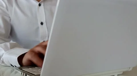 Man work use laptop book Stock Footage 67835938