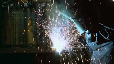 Man at work as welder in heavy industry Stock Footage 8954636