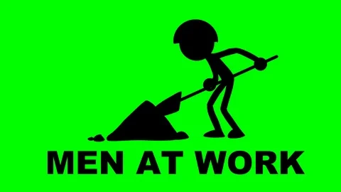 MAN AT WORK,animated road repair warning sign Stock Footage 86970004