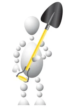 Man as worker with a big spade Illustrazione stock