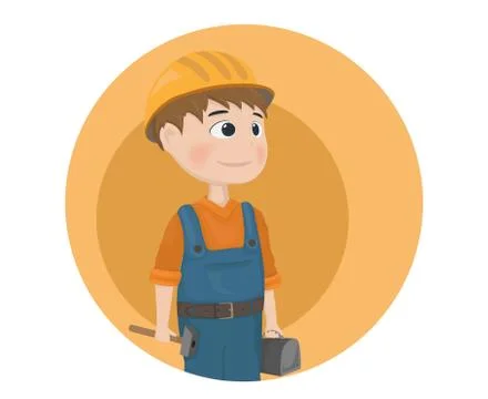 Man worker construction builder Vector. Cartoon characters Stock Illustration