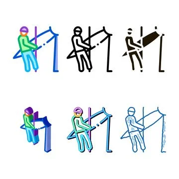 Man worker with insurance icon vector pack outline Stock Illustration