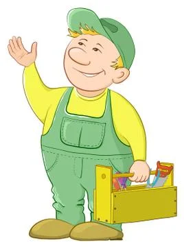 Man worker with a toolbox Stock Illustration