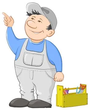 Man worker with a toolbox Stock Illustration