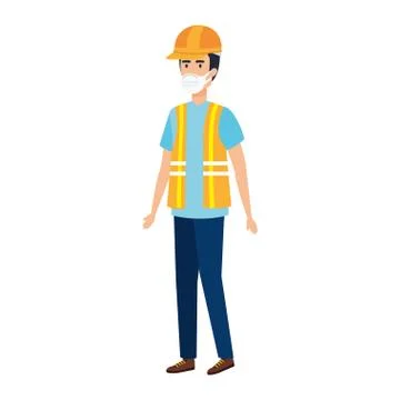 Man worker using face mask isolated icon Stock Illustration