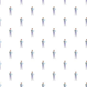 Man worker using laptop digital nomad pattern Stockillustratie