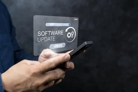 Man working and installing update process. Foto stock