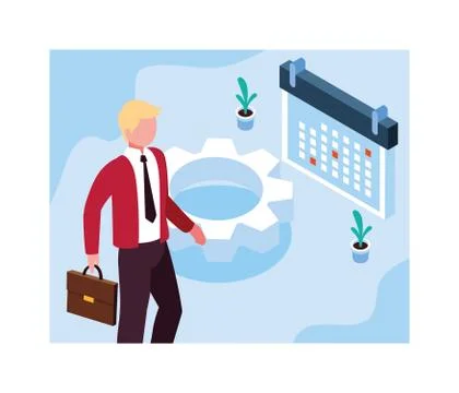 Man working and planning their business Stock Illustration