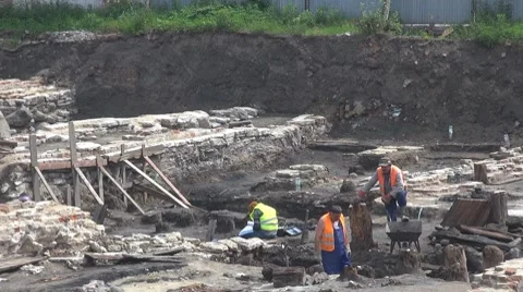 Man working on archaeological site Stock Footage 7730792