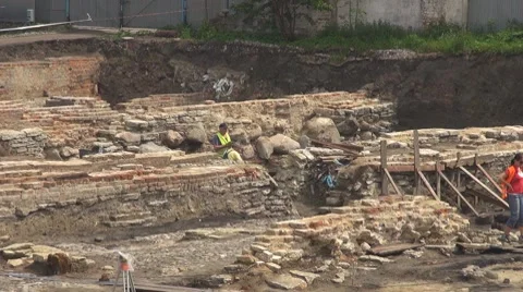 Man working on archaeological site Stock Footage 7907188