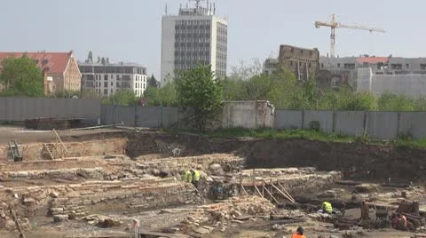 Man working on archaeological site Stock Footage 8920424
