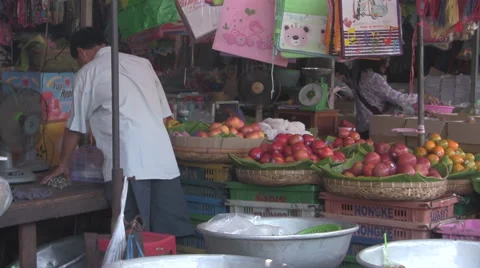 Man Working At Asian Fruit Stand [ProRes] Stock Footage 46424121