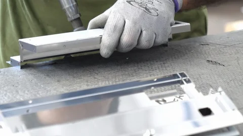 Man working at assembly line, close up Stock Footage 93132596