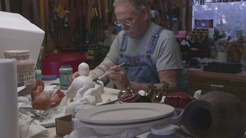 Man working with ceramics Stock Footage 74930960