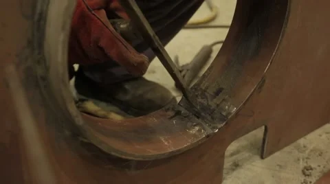 Man Working With Chisel In Hands Stock Footage 63044680