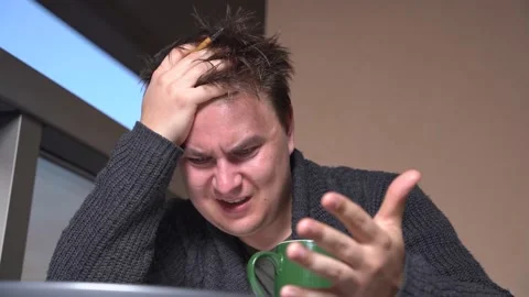 Man is working on complex project and trying to solve problems in process Stock Footage 145423932