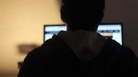 Man Working on computer , Back View , businessman or developer working Stock Footage 327437803