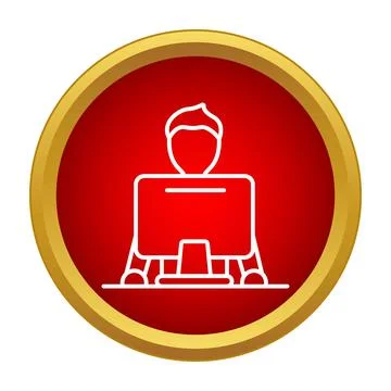 Man working on computer creating software icon イラスト素材