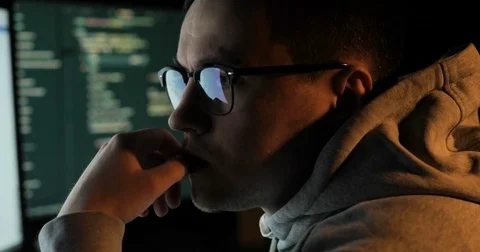 Man working on computer Stock Footage 83887578