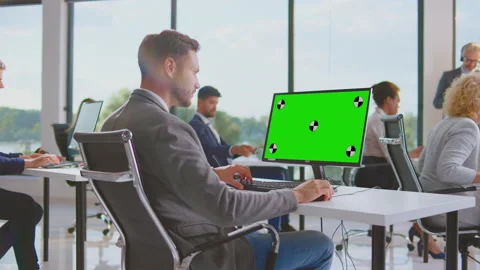 Man working on computer Stock Footage 164665907