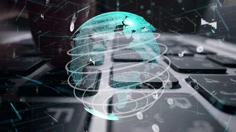 Man working on computer with graphic of business data analytic modernization Stock Footage 151141358