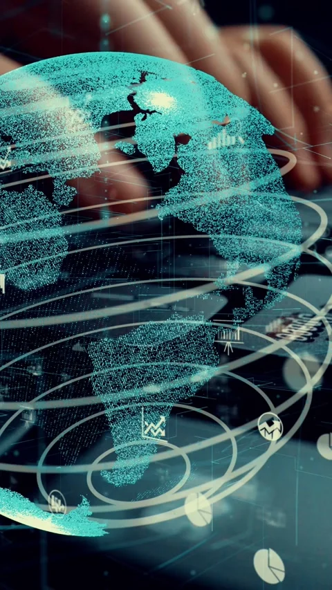 Man working on computer with graphic of business data analytic modernization Stock Footage 287860914