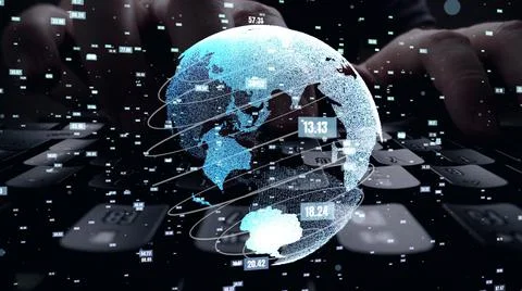 Man working on computer with graphic of mathematics coding moder 스톡 사진