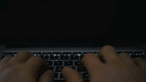 Man working with computer, hacking and writing Stock Footage 73540104