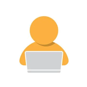 Man working on computer icon Stock Illustration