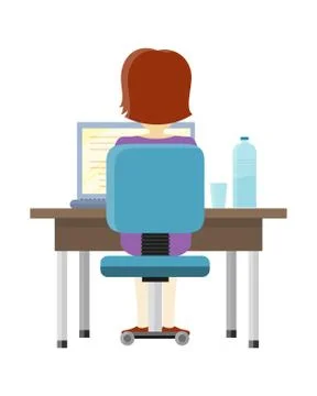 Man Working on the Computer Illustrazione stock