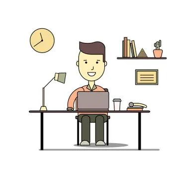 Man working on computer. Stock Illustration