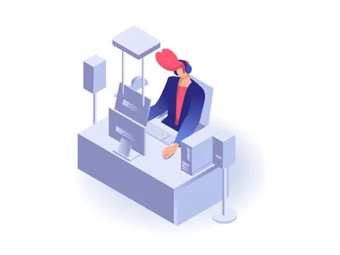 Man working at the computer Stock Illustration