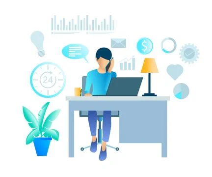 A man is working on a computer Stock Illustration