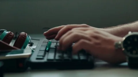 A man is working at a computer in the office Stock Footage 76131083