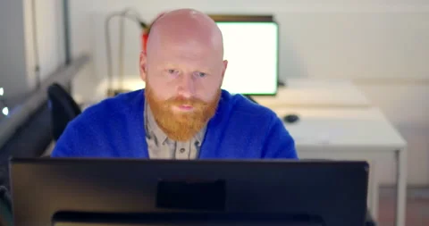 Man working on computer in office Video stock 144269398